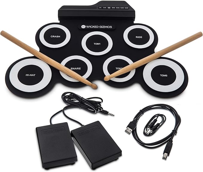 WICKED GIZMOS Electronic Drum Mat Portable Roll Up Digital Music Pad