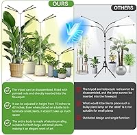 Vista 2 de Luces de cultivo para plantas de interior de espectro completo, 15-62 pulgadas de altura ajustable y luces de cultivo de plantas de pie con soporte