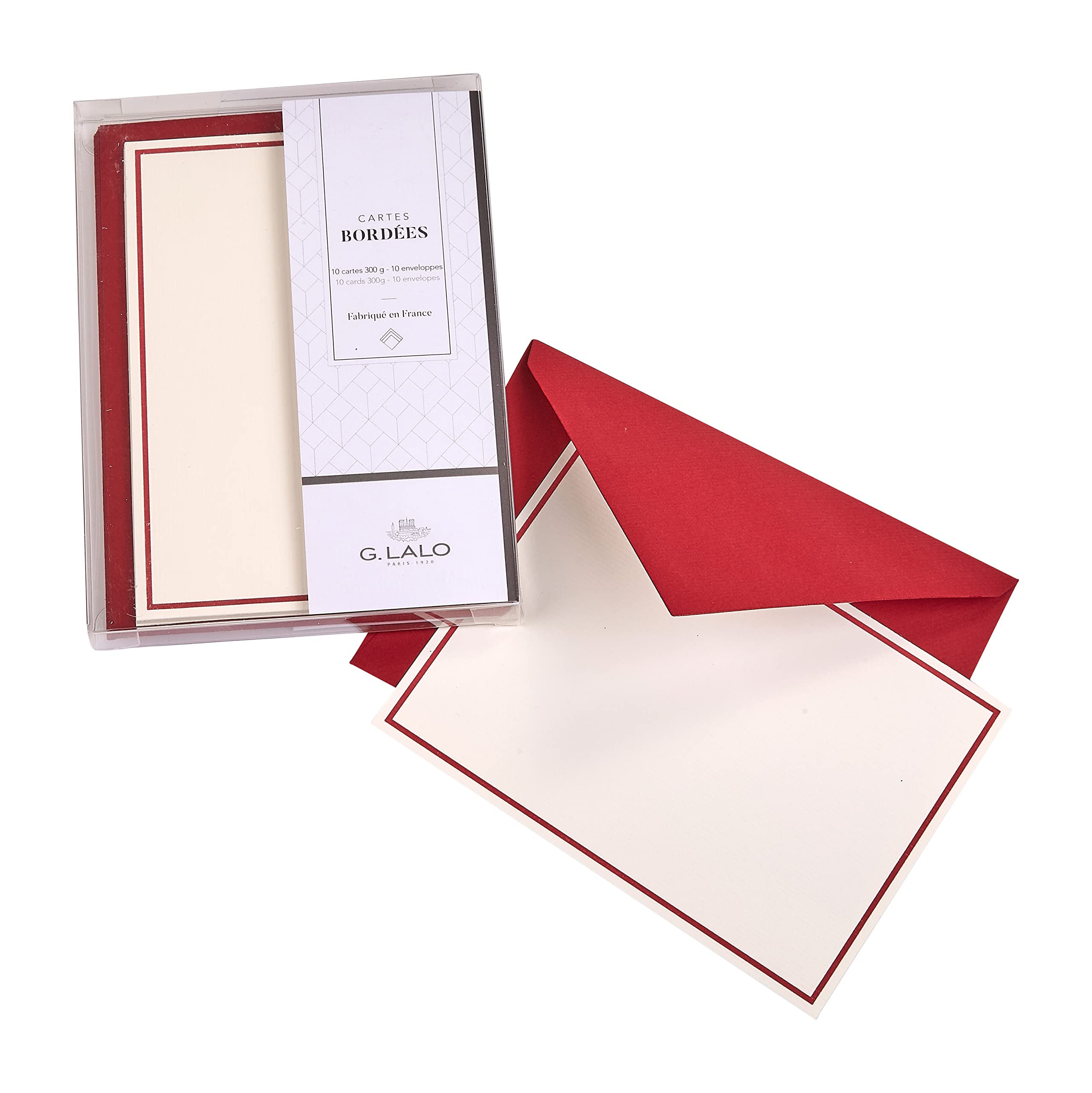 French Bordered Correspondence Single Note Card Set 4.5x6" 10/10 by G. Lalo (Burgundy)