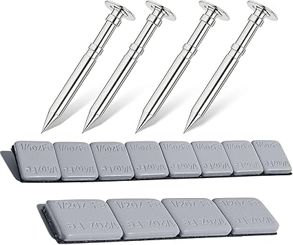 DZrudun Pinewood Car Speed Kit-4oz Lead-Free Pinewood Weights (12 Pcs)+4 Polished Grooved Axles|1 Inch Pro-Grade Derby Car Axles for Zero Wobble & Friction Reduction|Precision COG Tuning for Max Speed