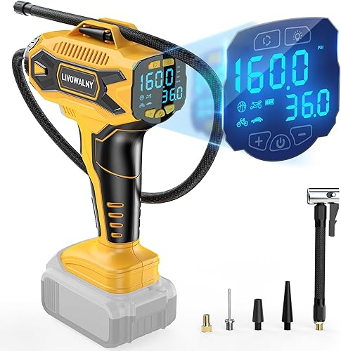 Miniatura 2 de Compresor de aire inalámbrico para inflador de neumáticos compatible con batería Dewalt 20V Max