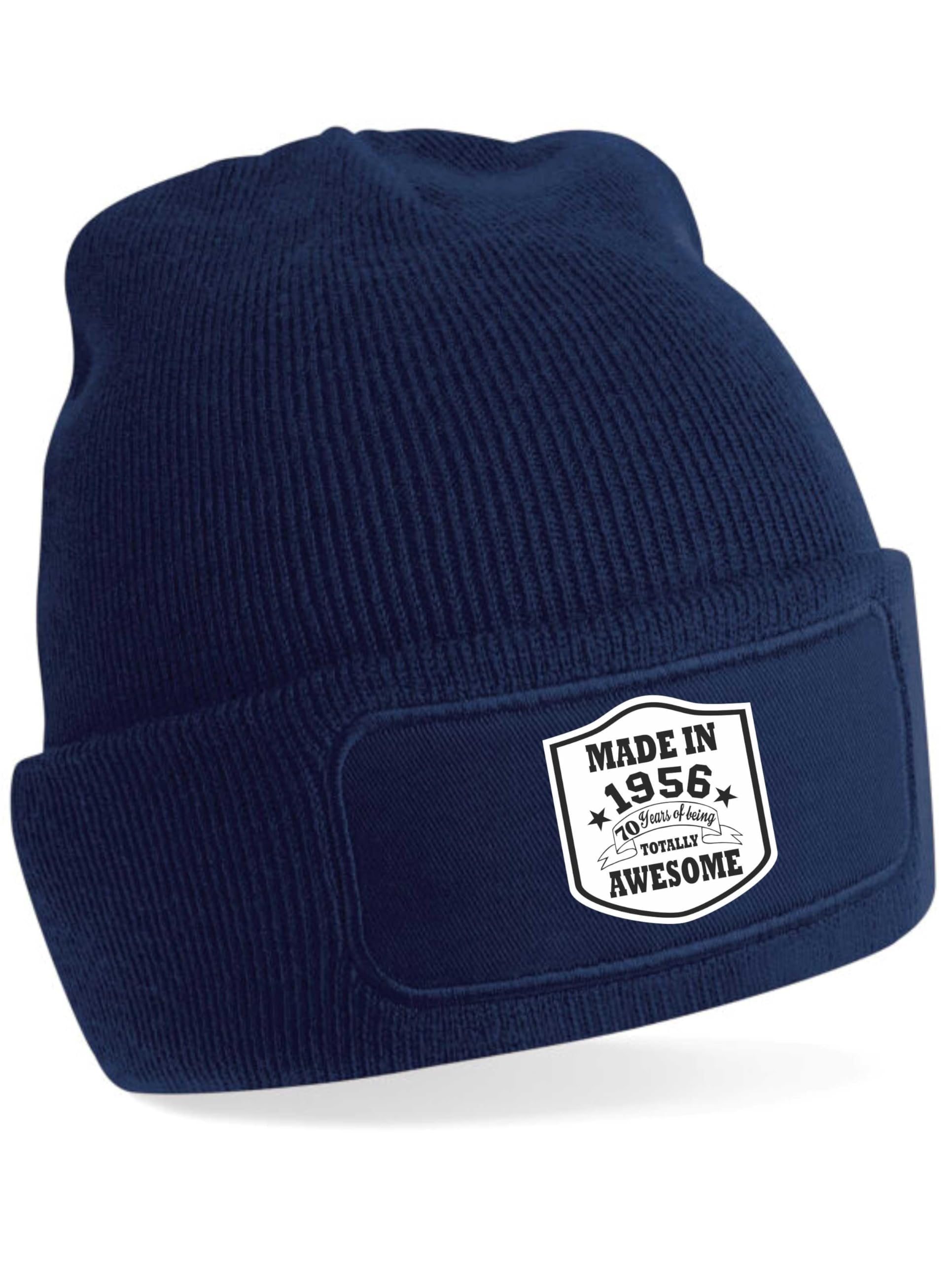 Print4U 70th Birthday Made in 1956 Beanie Hat Gift 70 Year Old Men & Ladies Blue