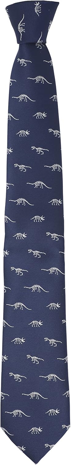 Dinosaur Skeletons Necktie With Gift Box Grey Dinosaur Skeletion Navy Tie Father's Day Birthday Gift Tie