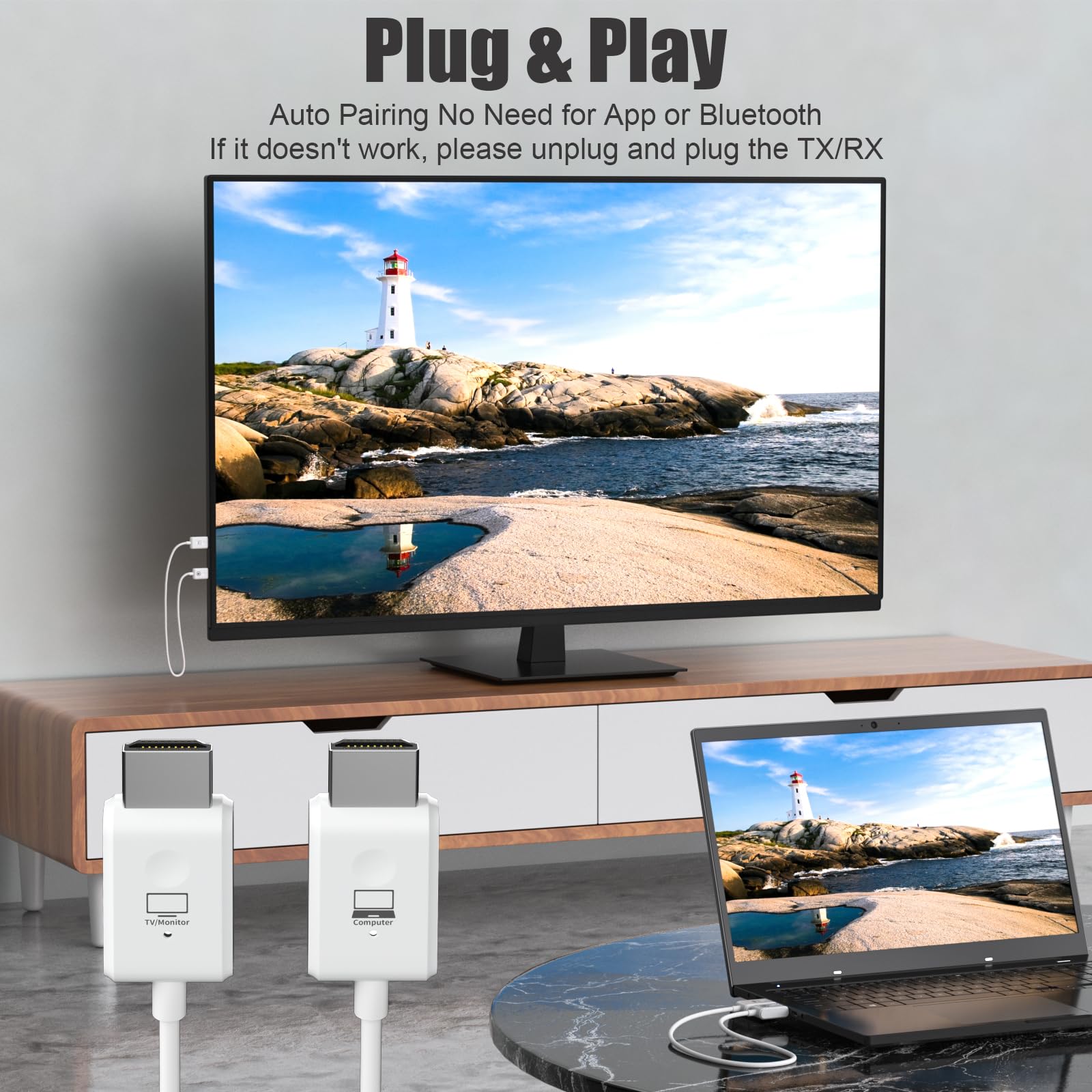 Trasmettitore e ricevitore HDMI senza fili, prolunga HDMI wireless 98 piedi/30 M, plug and play per lo streaming di video e audio a computer portatile/PC