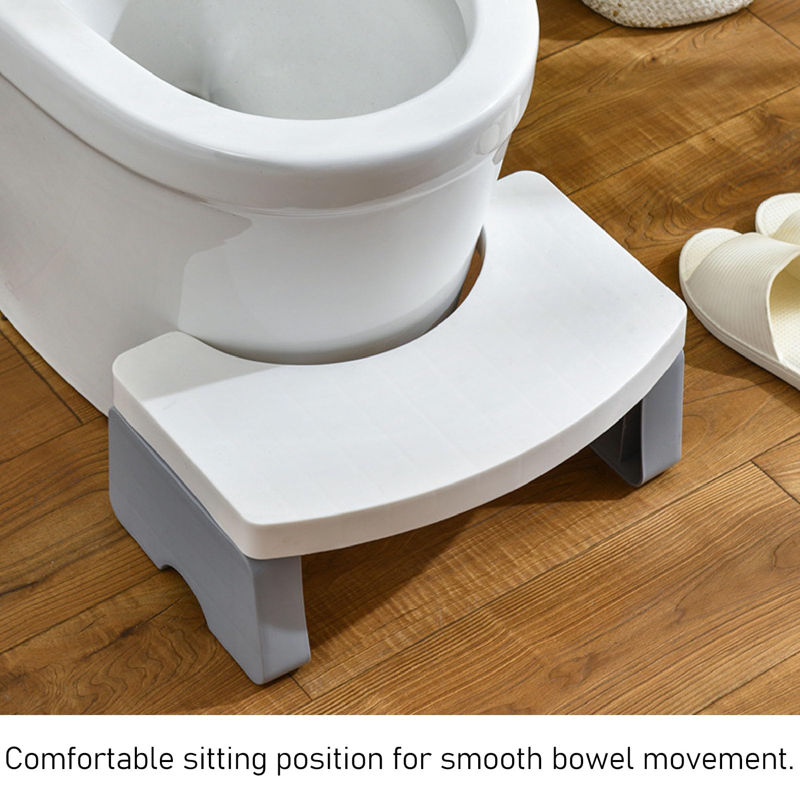 Natudeco Foldable Toilet Stool Plastic Toilet Step Stool Portable Travel Foot Stool 7 Inch Height Collapsible Bathroom Stool for Kids Adults and Old People(White)