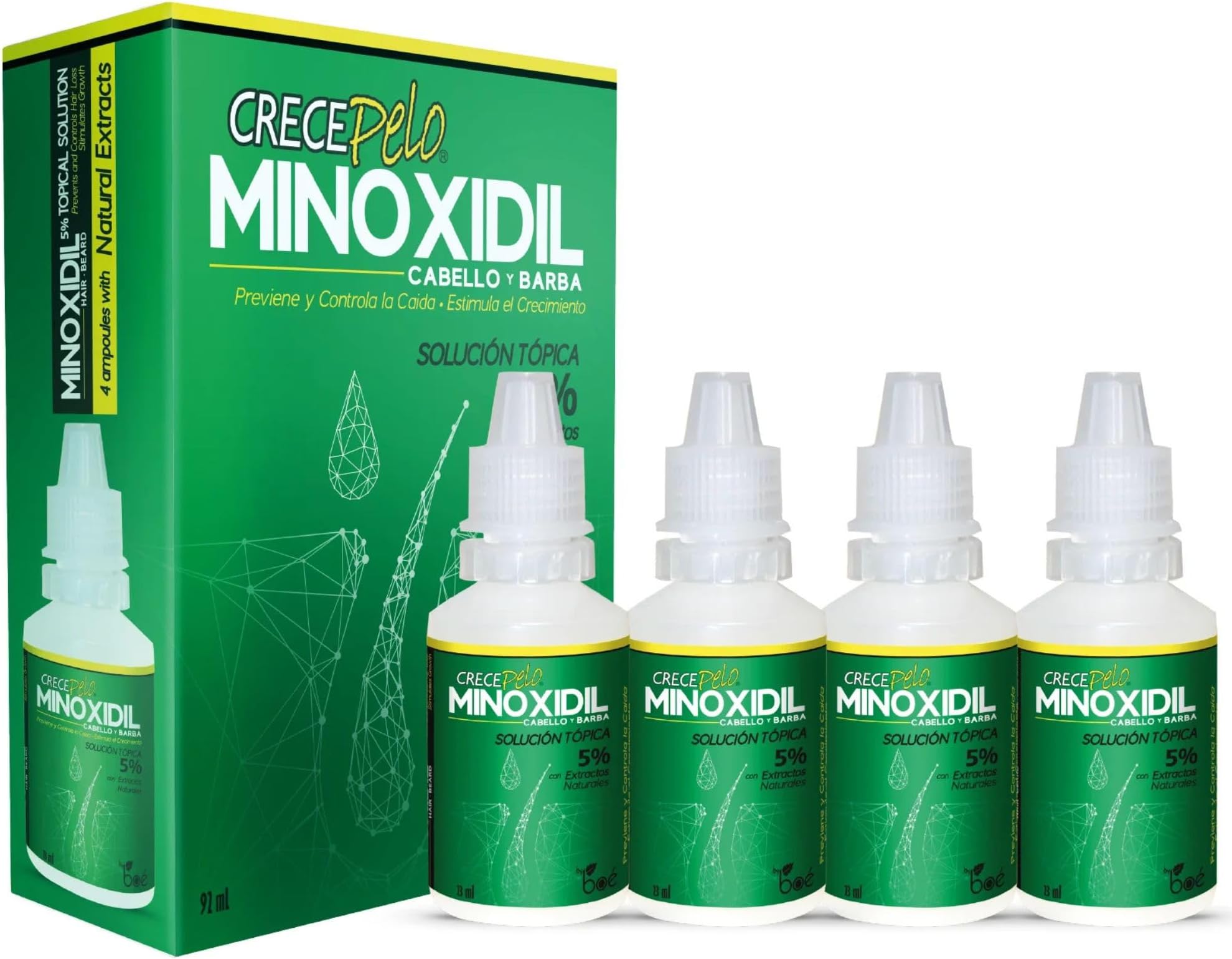 Crecepelo Minoxidil Hair Growth Solution, 5% Topical Solution with Natural Ex...