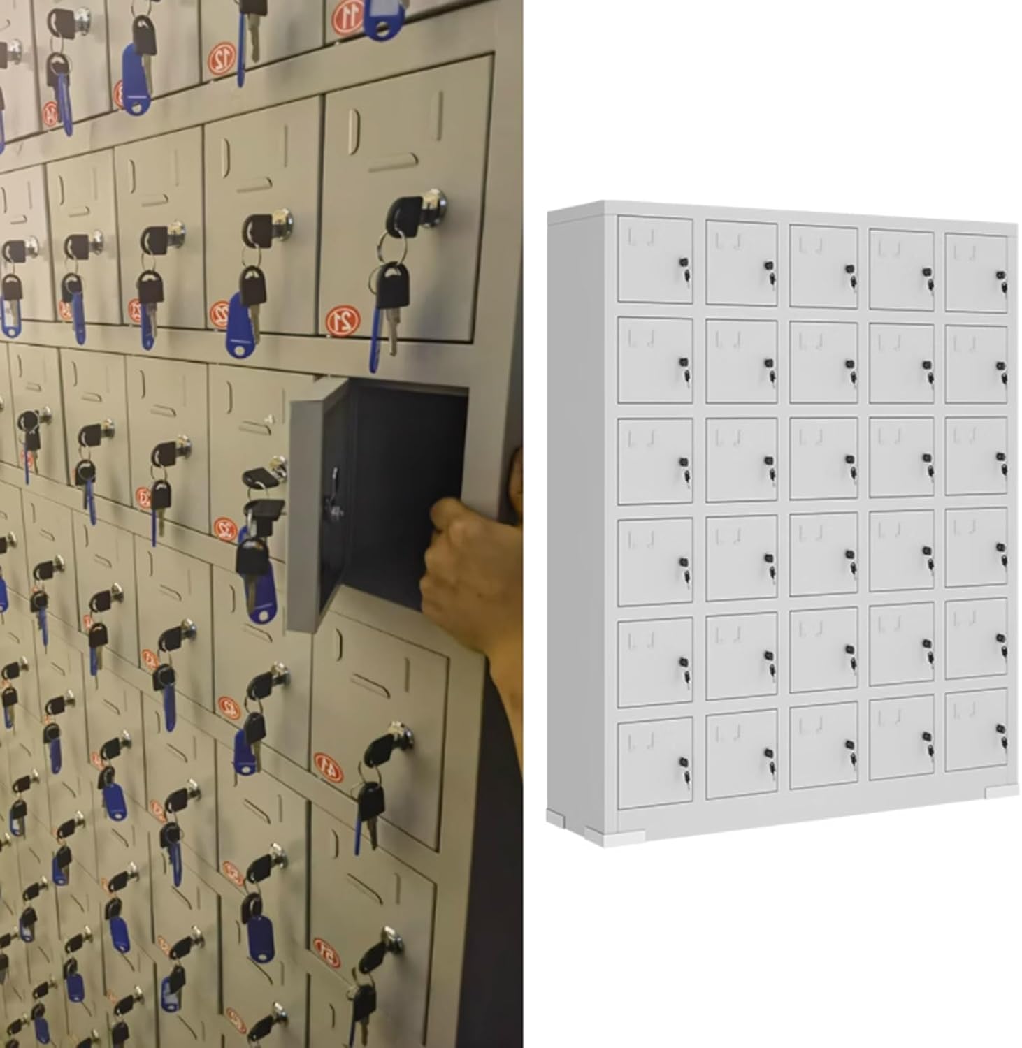 Durable Metal Cell Phone Locker Cabinet, Secure 6-Slot Storage Box with Hasp, Rectangular Cell Phone Jail for Offices & Factories - Organize & Protect Devices