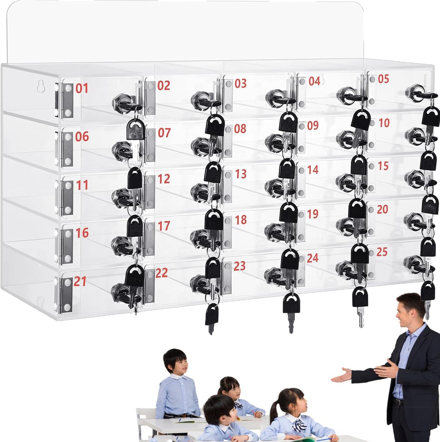 Caja de seguridad para teléfono móvil de pared con 25 ranuras para guardar smartphones