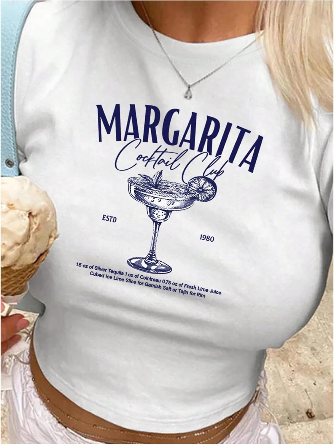 SHENHE Women's Summer Graphic Crop Tee Crew Neck Short Sleeve Funny Fitted T Shirt Top - Image 2