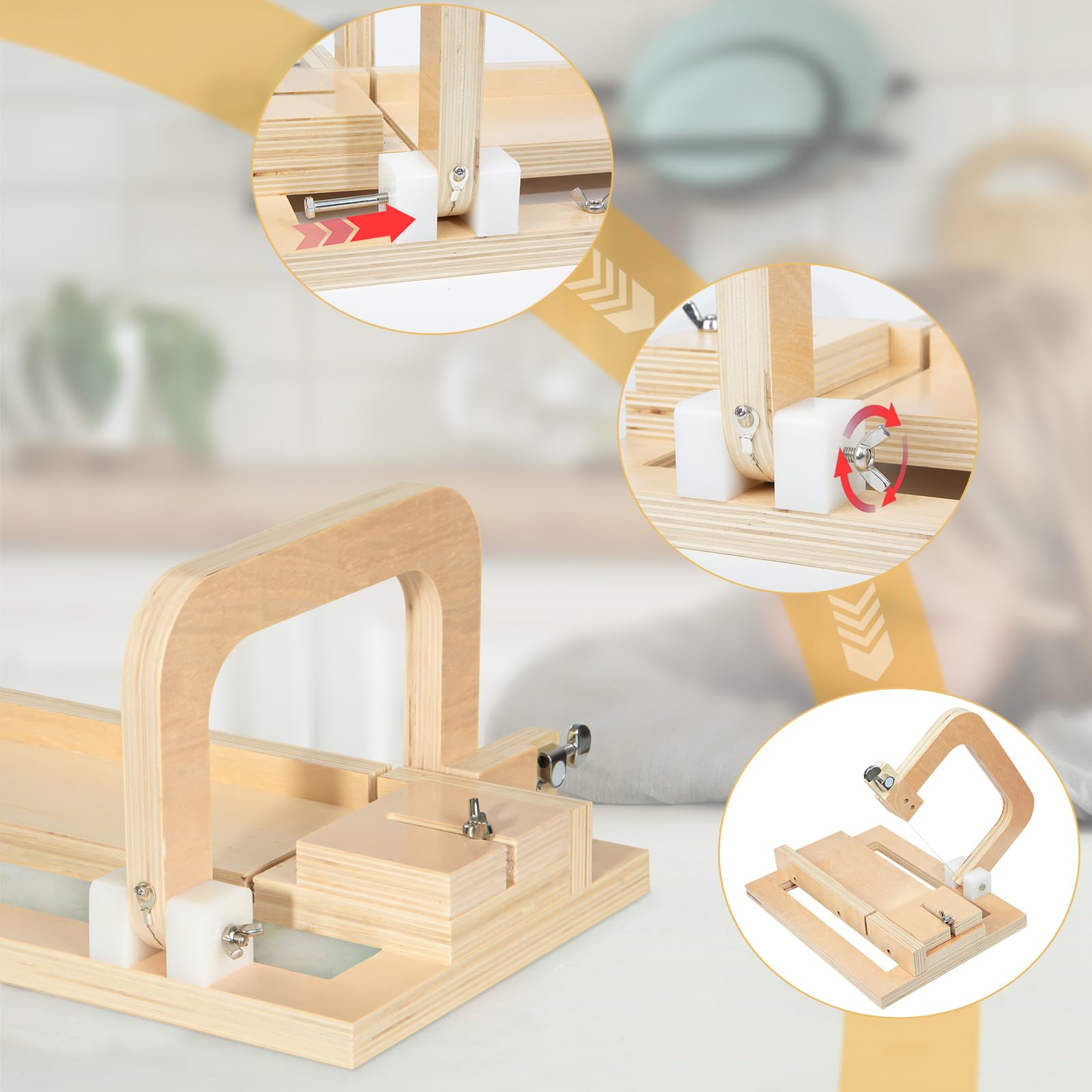 Wooden Soap Cutters for Soap Making Adjustable Thickness Soap Wire Cutter, Professional Soap Cutting Tool for Handmade Loaf Slicer - Image 4