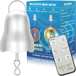 Disco Ball Motor, 1-30 RPM Battery Operated Wind Spinner Motor, Slow Crib Mobile Motor with Remote, Timing & Direction Setting, Rotating Hanging Display Motor for Wind Chime (Battery Not Included)