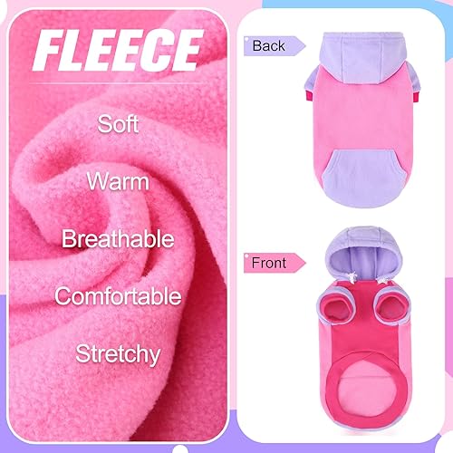 Miniatura 2 de BEAUTYZOO Sudadera con capucha de forro polar para perro con bolsillo y agujero para la correa, ropa elástica para perros pequeños, medianos y