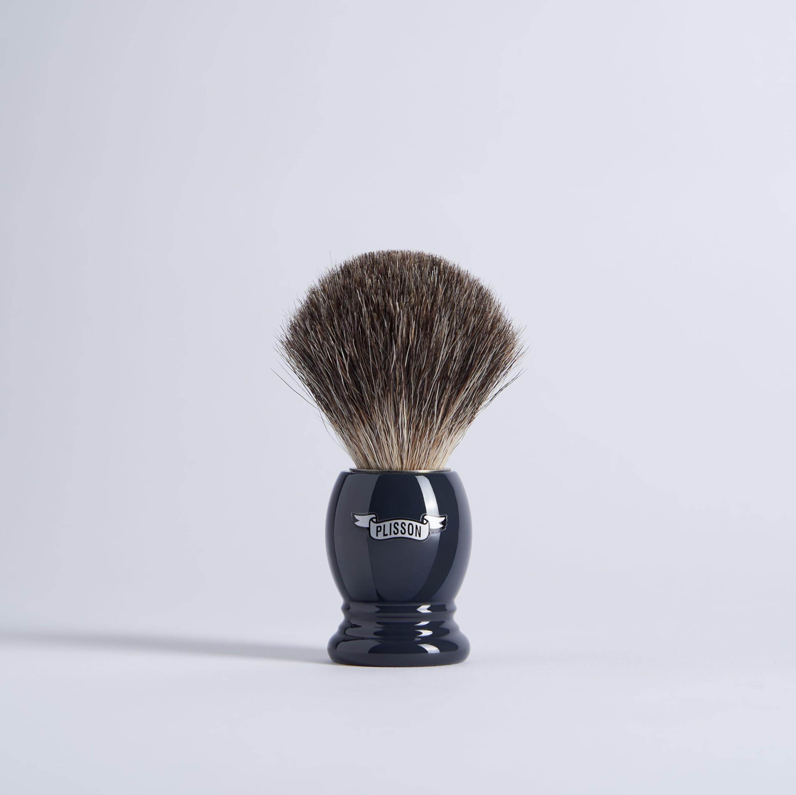 Plisson - Blaireau de Rasage Essentiel Gris de Russie - Blaireau Traditionnel de Haute Qualité - Manche en Acétate - Taille 12 Standard - Fabrication Française