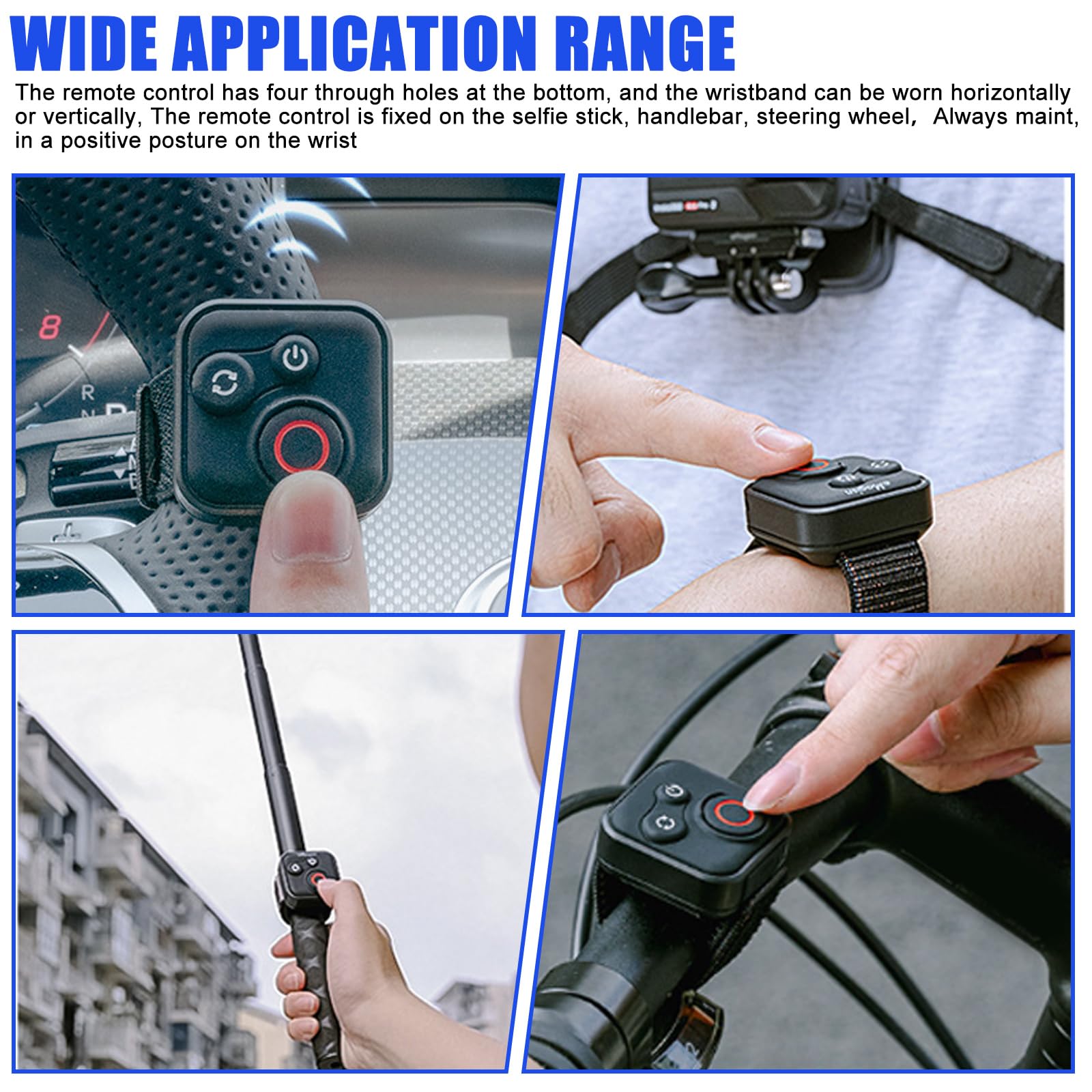 Telecomando Bluetooth per Insta360 X5/X4/X3/X2/ONE RS 1/Ace Pro/Ace Pro 2/A-ce/GO 3S/Hero 13/12/11/10/9/8/MAX/Mini/IOS/Android, portata 50 m, wireless, con cinturino da polso