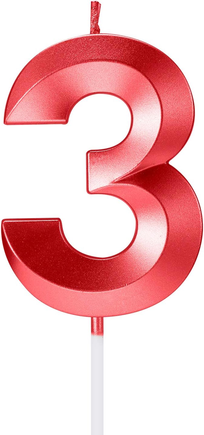 Glitter Blue Number 3 Candle,Birthday Cake Candle Sparkly