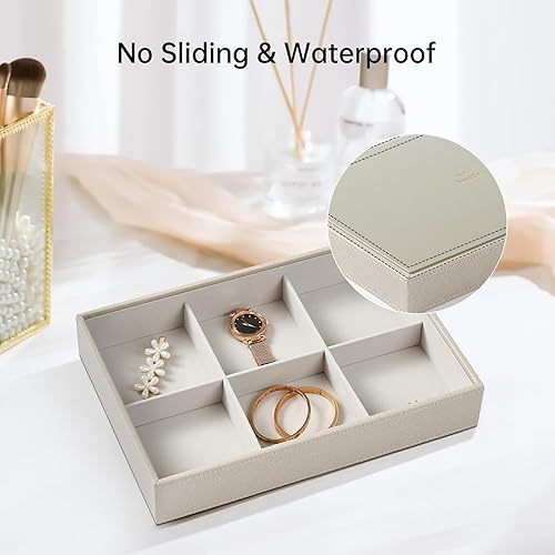Miniatura 7 de VEE&CO. Bandeja apilable de joyería para cajón, organizador de joyas de alta capacidad, soporte para collar y aretes, regalo para mujeres y niñas, 3