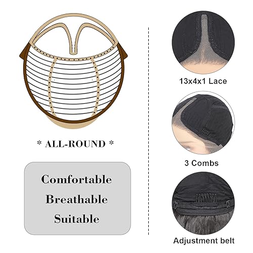 Miniatura 6 de X-TRESS Pelucas de encaje frontal HD de 28 pulgadas de largo para mujeres blancas y negras, densidad 180, sin pegamento, pelo de bebé previamente