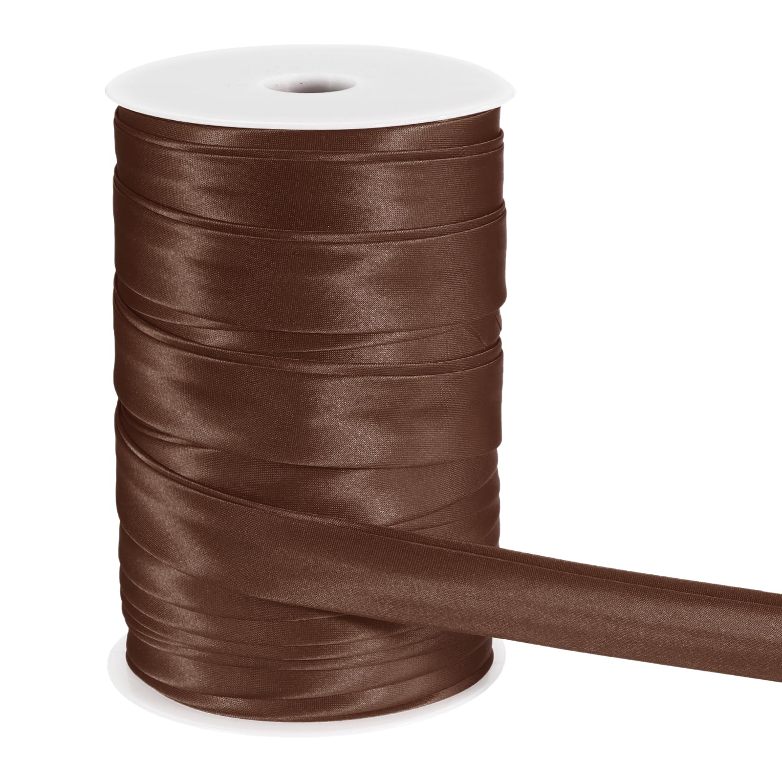 sourcing map Double Fold Bias Tape for Sewing, 1 Inch x 55 Yards Satin Bias Binding Tape Continuous Bulk for Quilting Binding Seaming Hemming Fabric Piping DIY Craft, Dark Coffee