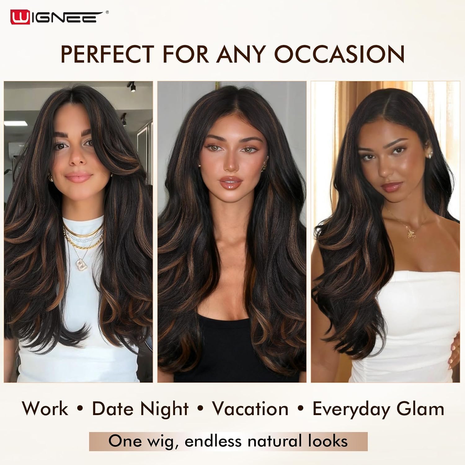 WIGNEE 26 Inch Light Yaki Wavy V Part Wig for Black Women – Lightweight Glueless Half Wig, Natural Blend Texture, Beginner Friendly Quick Install (P1B/30)