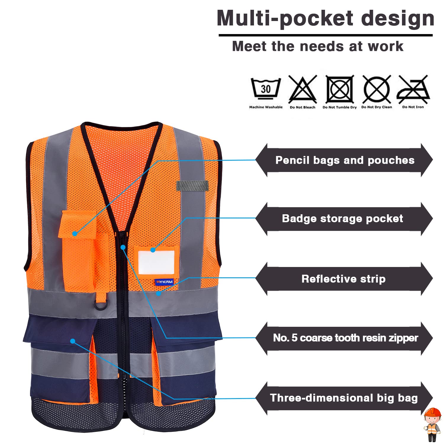 A-SAFETY Pink Safety Vests for Women,Working Safety Vest with Reflective Strips,Medium — view 92