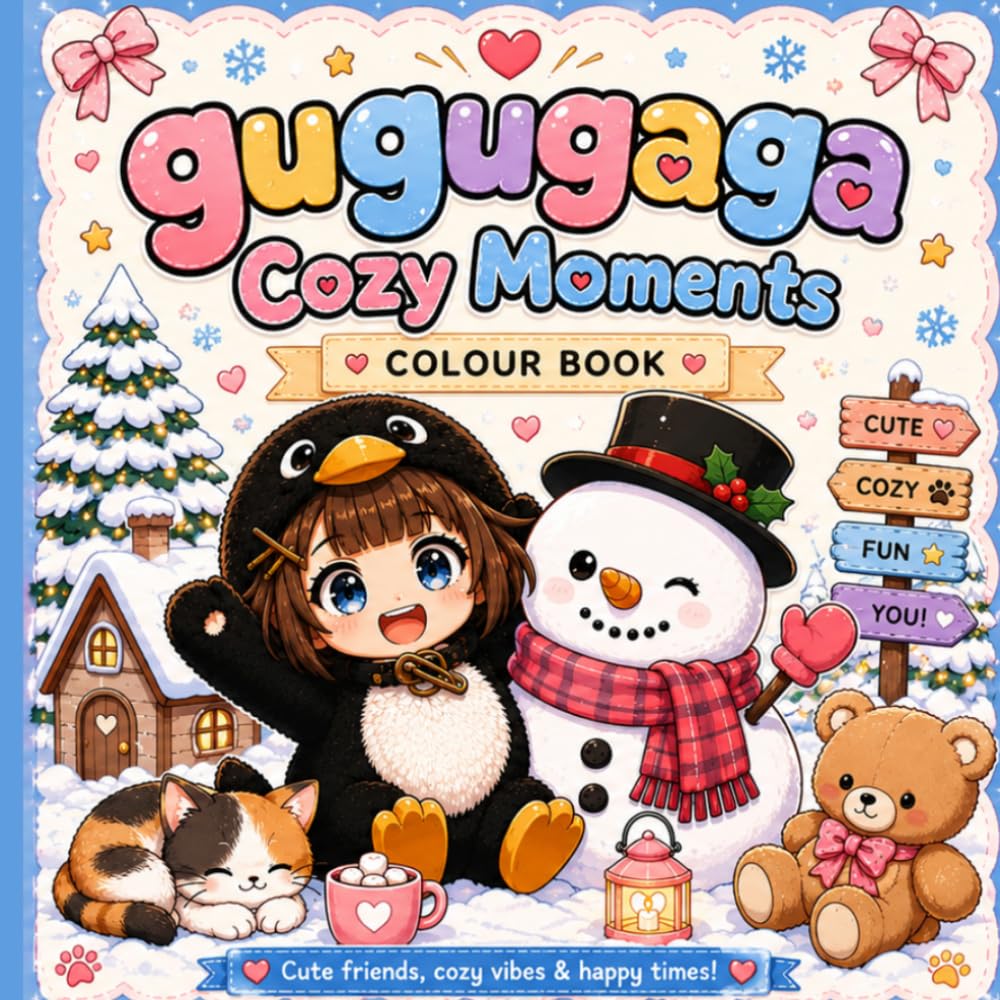 Gugugaga Cozy Moments Coloring Book: Cute Penguin, Sweet Treats & Relaxing Cozy Scenes for Stress Relief and Fun