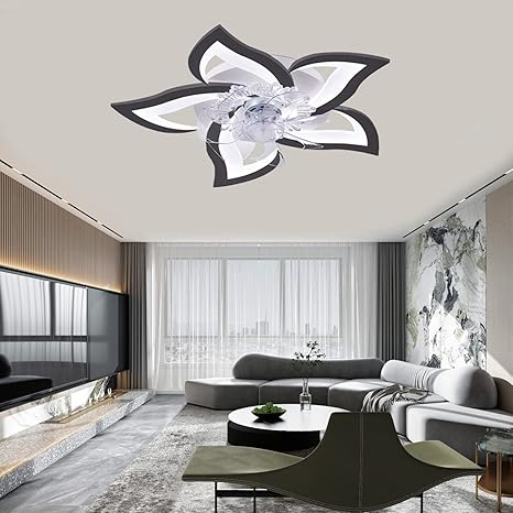 ycwdcz Omkeerbaar Plafondventilator Met Licht En Afstandsbediening Modern Led Dimbaar Ultradun Ventilator Plafondlamp Slaapkamer Rustig 6 Snelheden Plafondventilator Met Lamp 69CM-Black photo 3