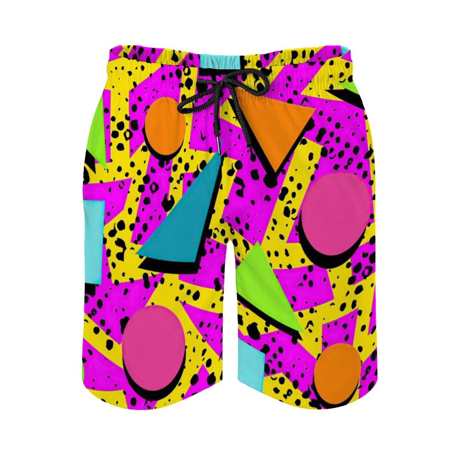 BDUNRetro 80S Or 90S Beach Shorts for Men, Quick Dry with Mesh Lining and Pockets