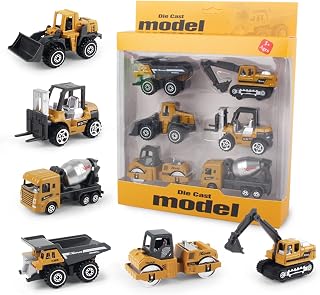 Coolplay Construction Vehicle Set, Dumper Truck, Bulldozers, Forklift, Tank Truck, Excavator Construction Car for Kids Boy Truck Set - Pack of 6