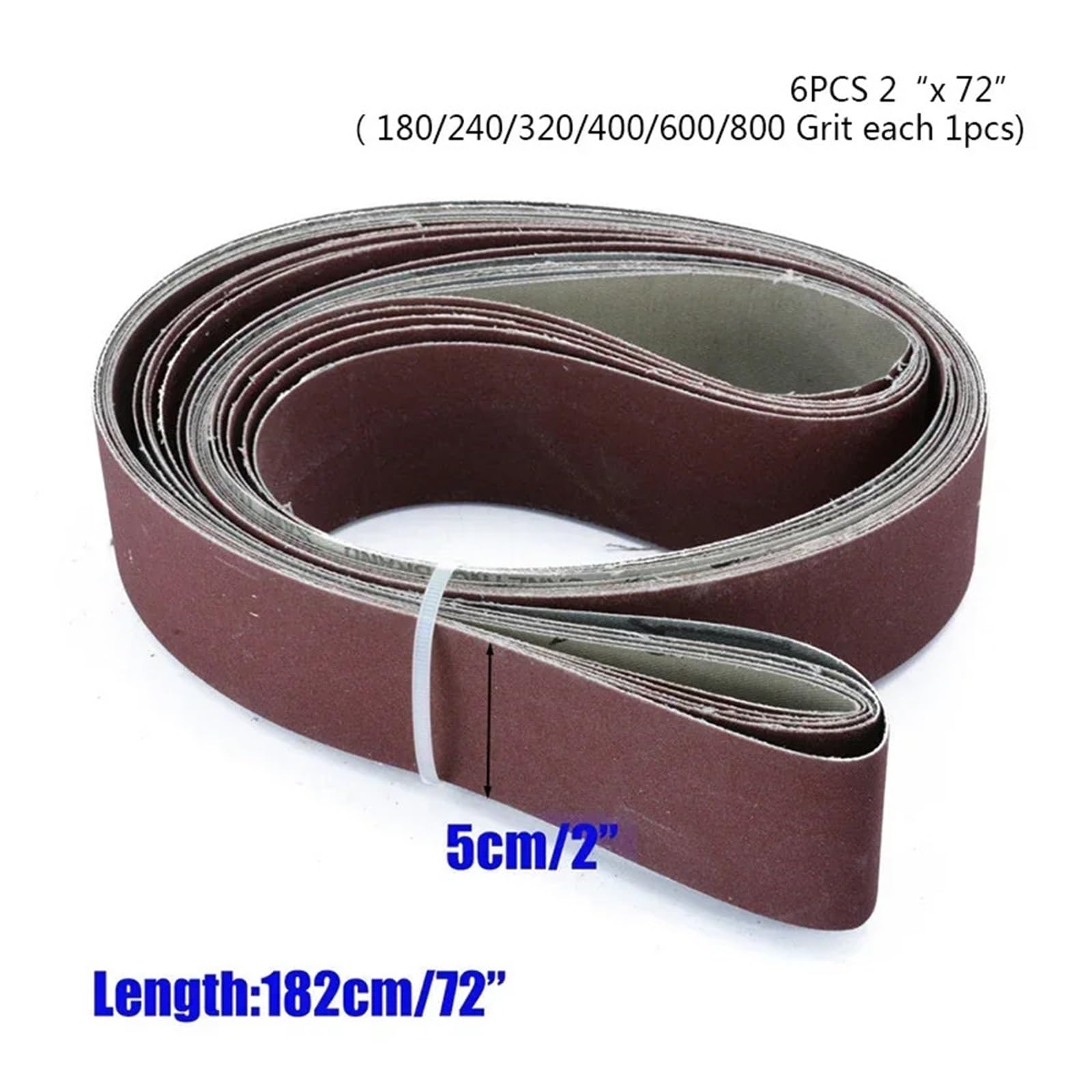 6 pz/Set 2 "X 72" Nastro Abrasivo A Grana Fine Carta Vetrata Levigatrice Fascia Abrasiva 5x182 cm Nastri Levigatrice for Legno Metallo Morbido Rettifica Polacco