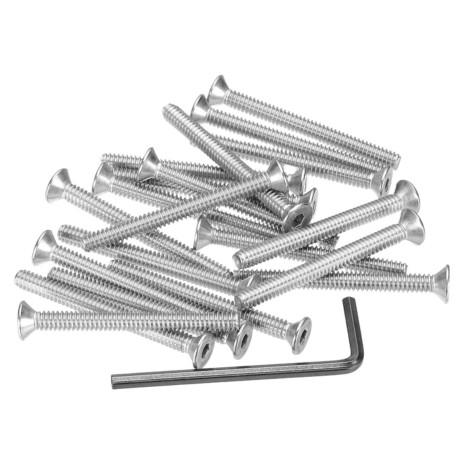PATIKIL #10-24 x 2" Flat Head Socket Cap Screws, 20Pcs Countersunk Bolts Head Machine Screws 304 Stainless Steel (18-8) UNC Socket Drive Bolt Fasteners for Industry Machinery Household