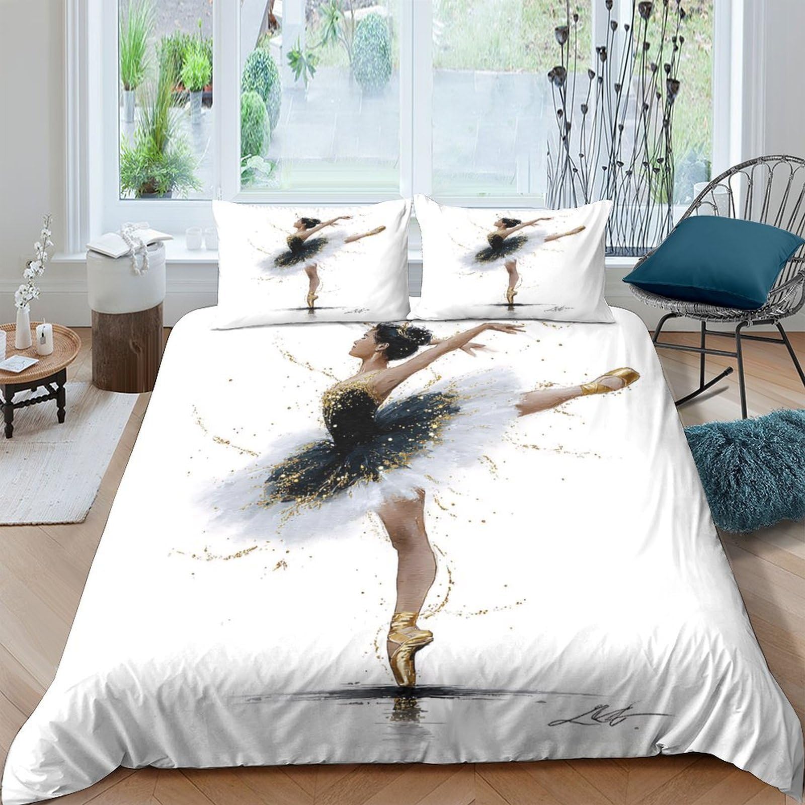Ctjqhvkz Style-5 3D Printed Elegant Ballet Dancer Fitted Sheet Microfiber Soft Artistic Bed Sheet For Bedroom Guest Room Decor Mattress Protection Single（135X200cm）