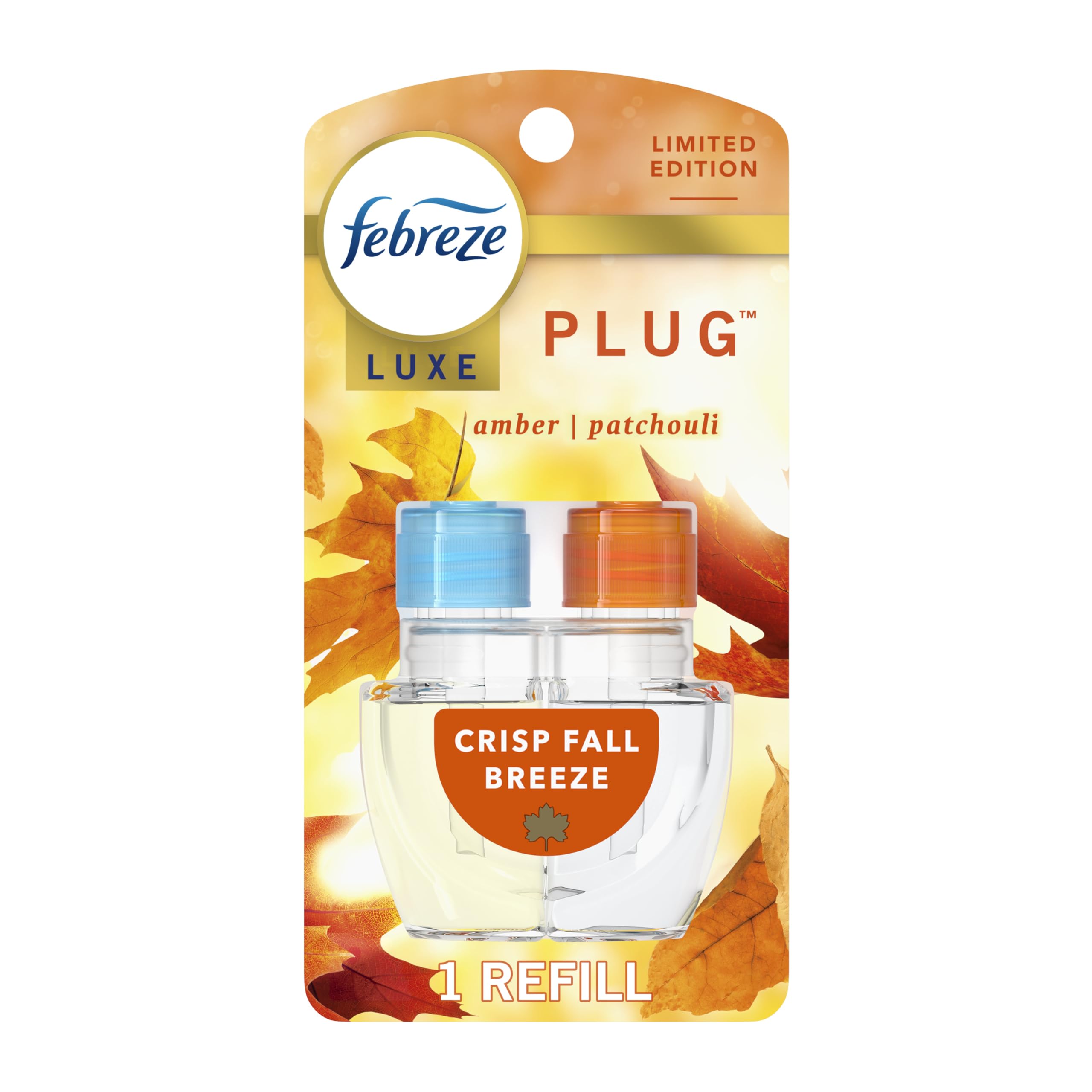 Febreze Plug In Air Freshener Odor-Fighting Scented Oil Refill Crisp Fall Breeze 1 Refill