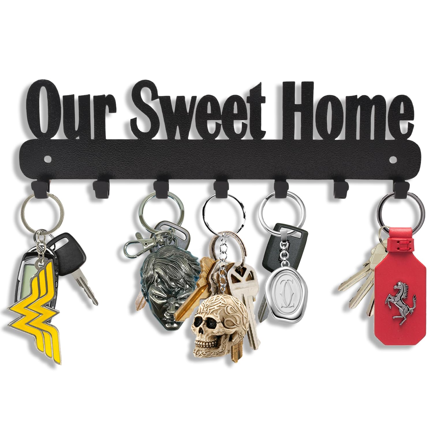 Sehaz Artworks Key Holder for Home Decor Stylish | Key Hangers for Wall | Key Stand | Key Chain Holder | Wall Stand Holder - Our Sweet Home Metal Keyholder-image-22
