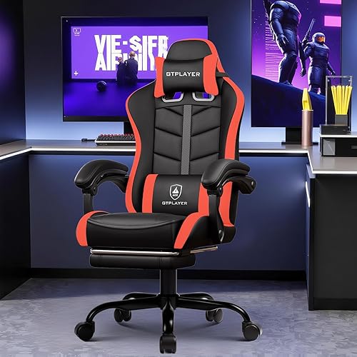 Miniatura 2 de GTPLAYER Silla de Juegos, Sillas de Computadora Ergonómicas para Videojuegos con Reposapiés para Adultos, Silla de Juego de PC Ajustable con Función