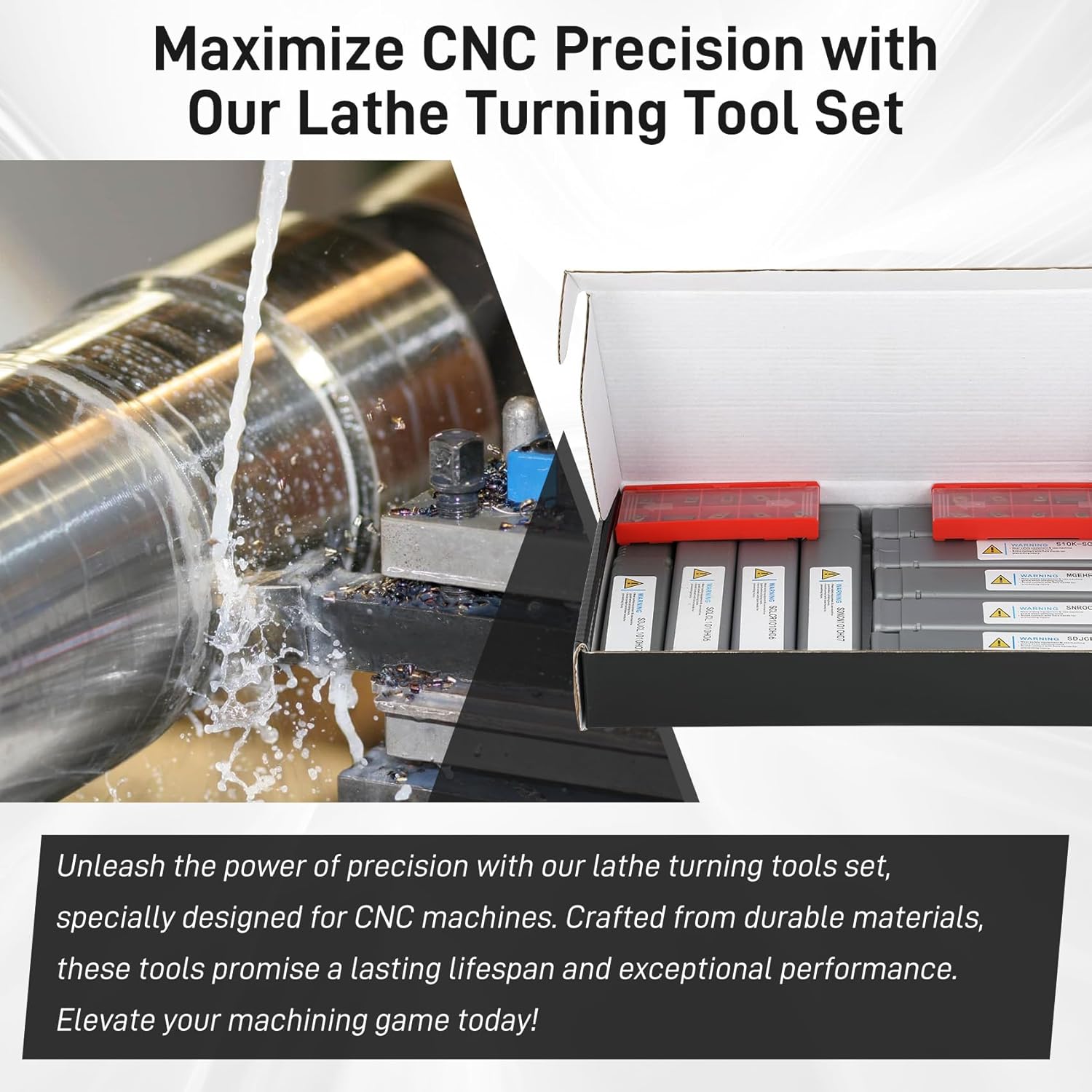 Indexable Lathe Turning Tool 27Pcs Kit 1/2'' 12mm Shank, 9Pcs Metal Lathe Tools Holder Set with 18Pcs Inserts, for Turning Grooving Threading Boring, lathe tooling with reverse tool design