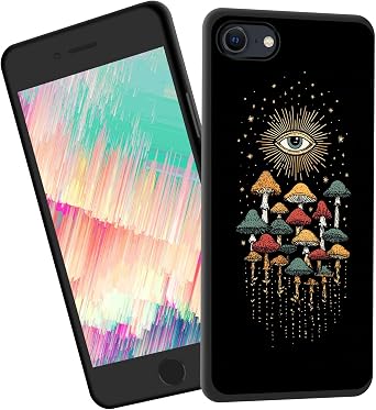 for iPhone 16e Case,Slim Shockproof TPU Soft Rubber Silicone Cover Phone Case for iPhone 16e,Mystical Eye and Mushrooms