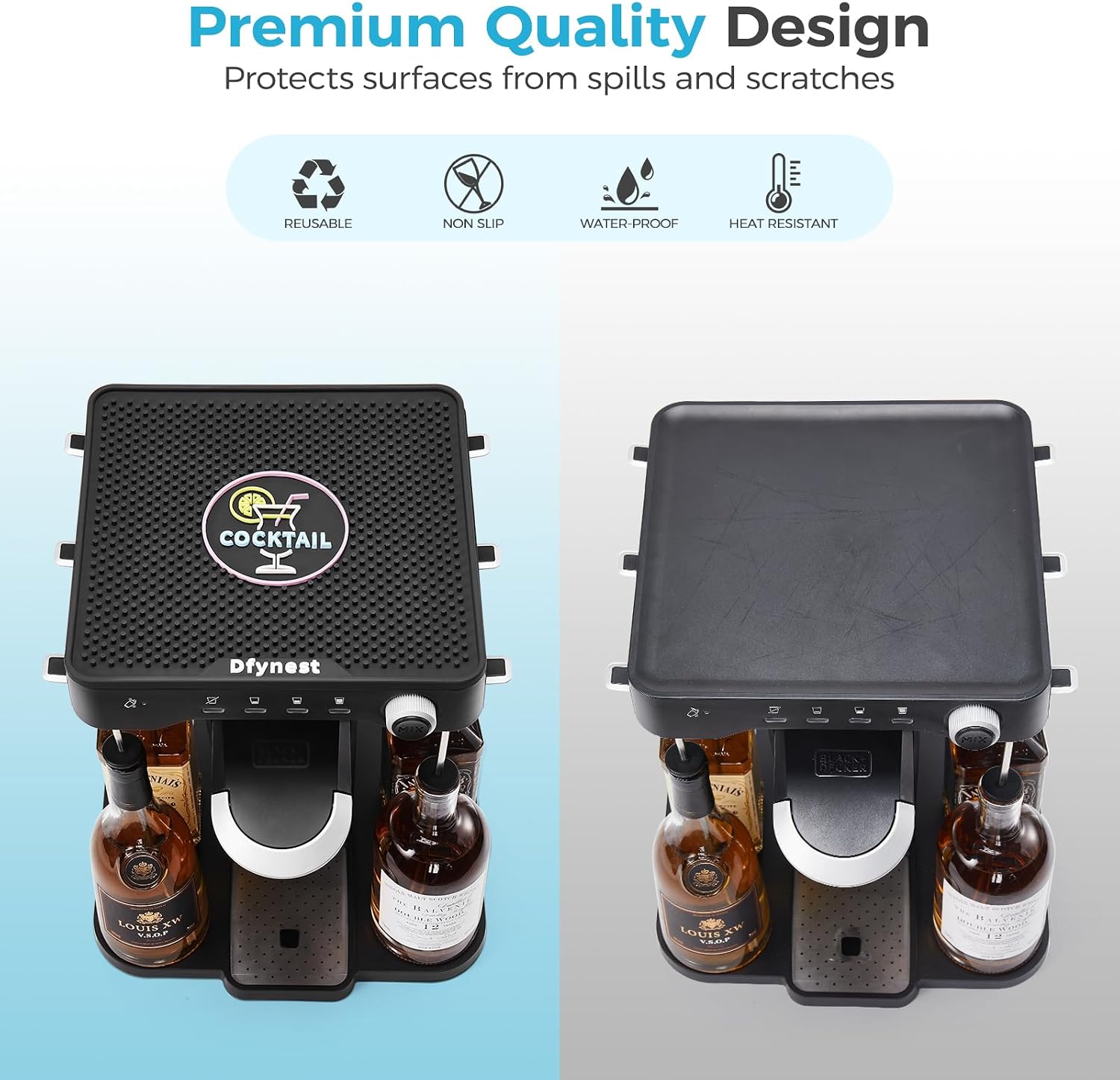 Dfynet Bar Mat Compatible with BEV by Black+Decker Cocktail Maker,Dishwasher Safe, Colorful