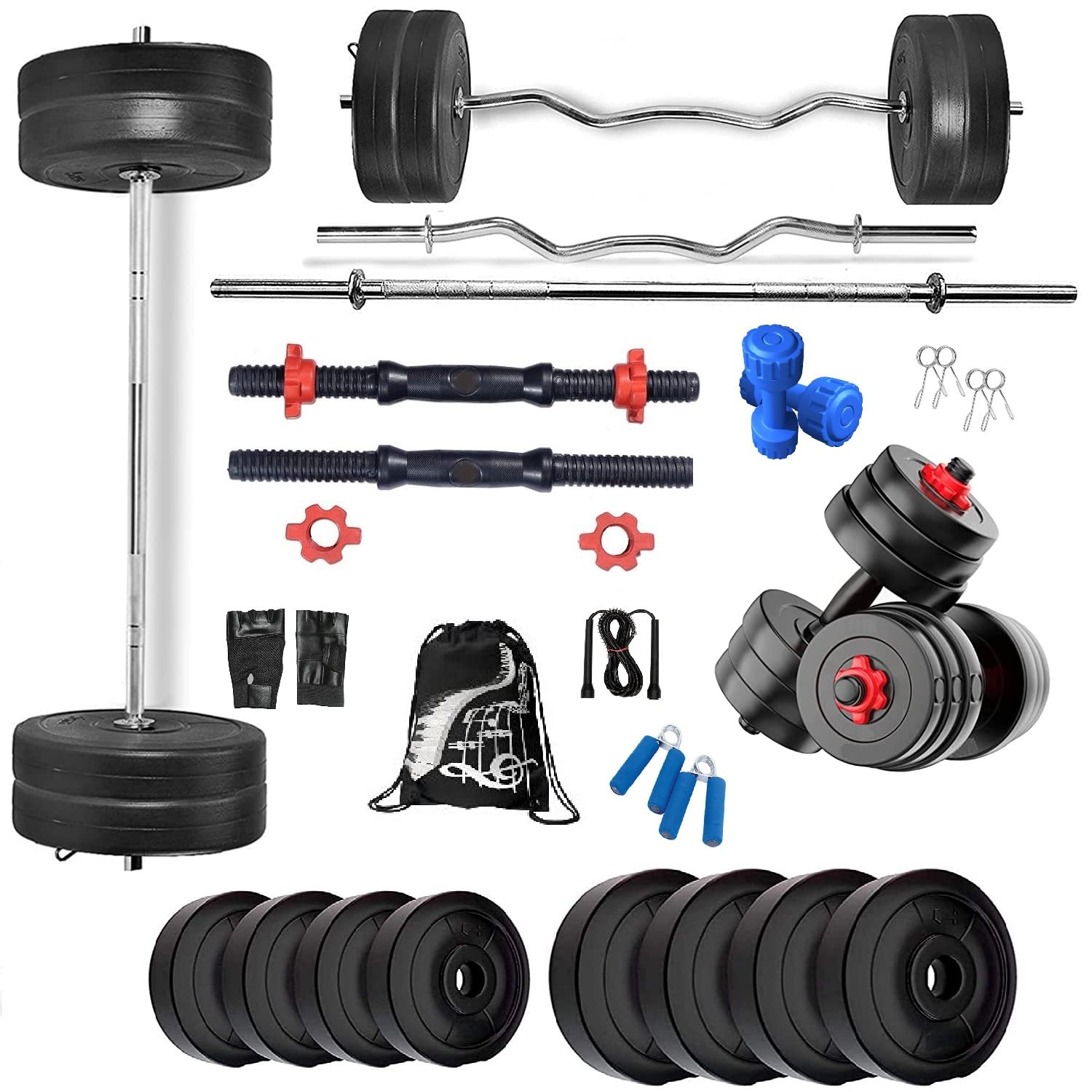 BODYFIT Home Gym Combo Set, Weight Plates, 5Ft Plain Rod, 3ft Curl + New Star Dumbbell Rods, Exercise Set, Gym Set Kit for Home Workouts, 1Kg Pvc Dumbles. (24Kg Weight Plates) (B0BF5D87QB) Amazon Price History, Amazon Price Tracker