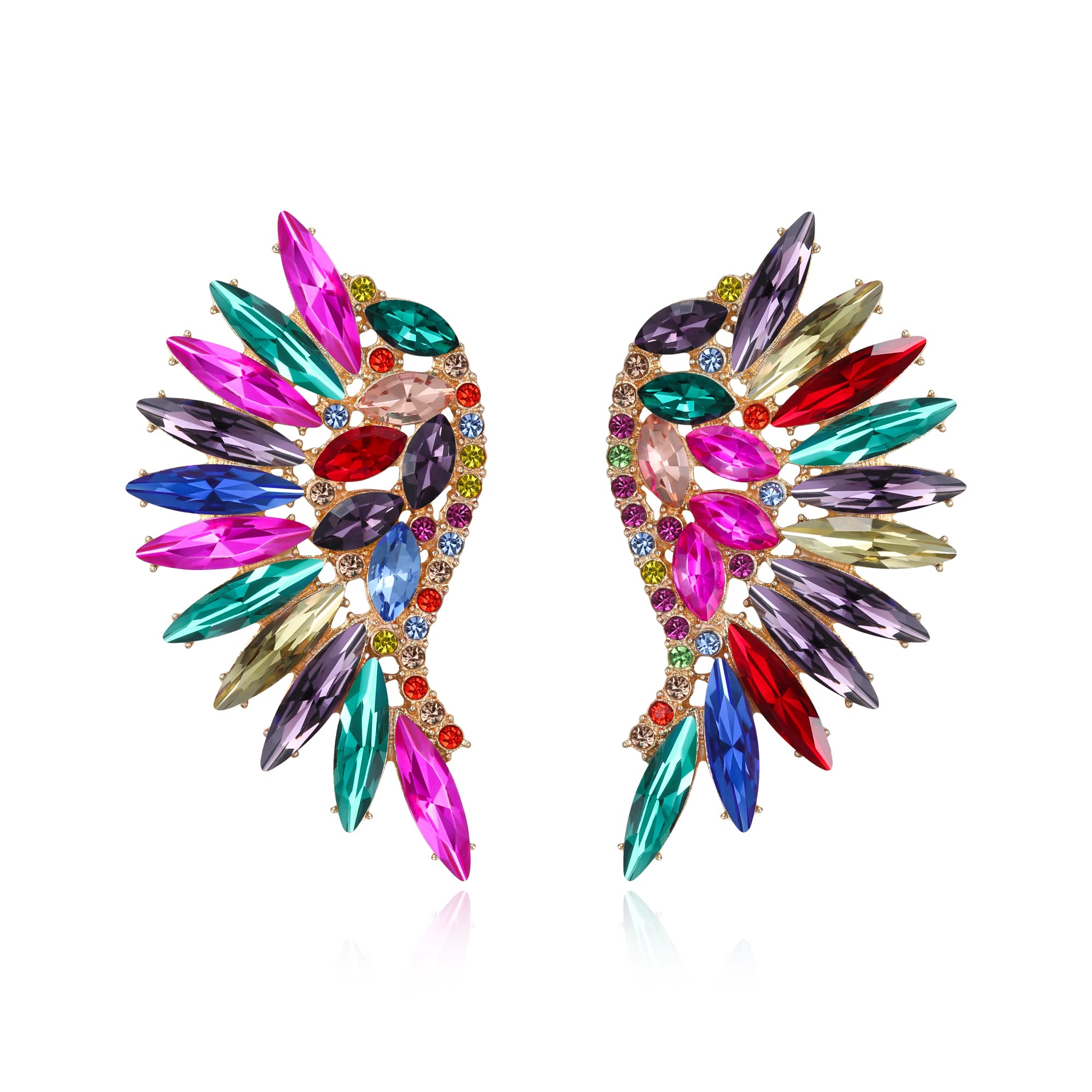 EVER FAITH Pendientes Mujer Cristal con Diamantes de Imitación en Forma de Marquesa de Ala de Ángel para Niñas