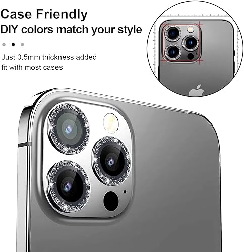 Miniatura 30 de Jeluse [Paquete de 2 protectores de lente de cámara diseñados para iPhone 13 Pro/iPhone 13 Pro Max, protector de pantalla de vidrio templado 9H