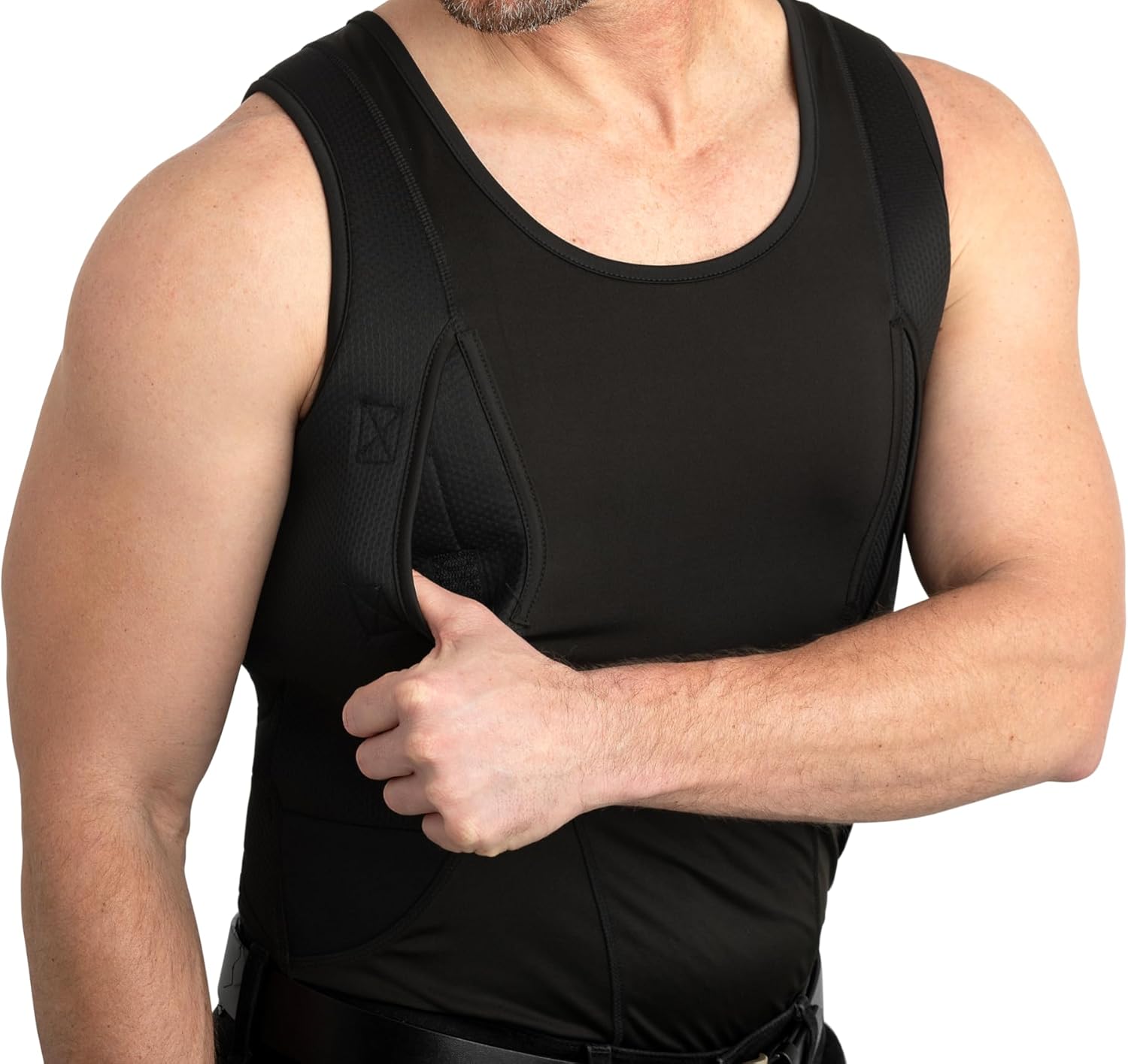 Concealed Carry Holster Tank Top | Secure Hook & Loop Pocket with Large Storage | Mens Tank Top