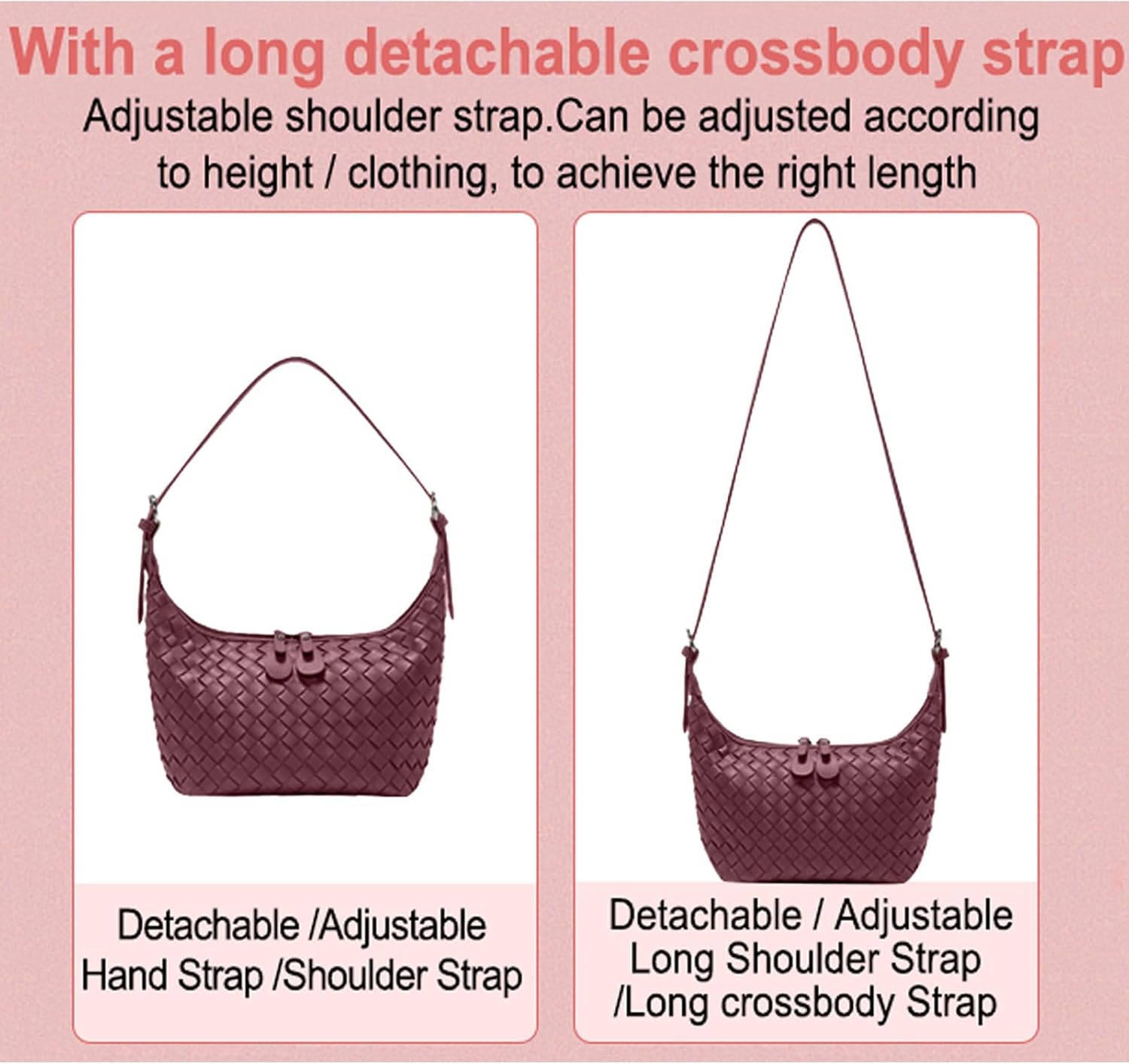 Handbag Shoulder Bags for Women Crossbody Tote Bags Woven Purse Clutch Women's Hobo Crescent Top-handle Adjustable
