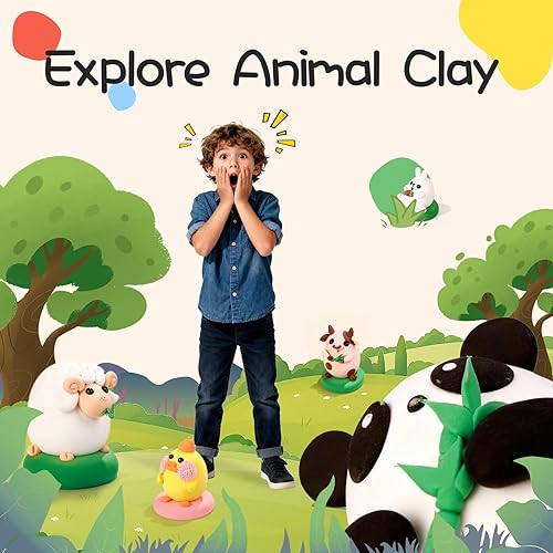 Miniatura 3 de Kit de arcilla seca al aire para niños, arcilla para modelar, arcilla mágica modelo de 9 animales con herramientas de escultura y tutoriales, juego