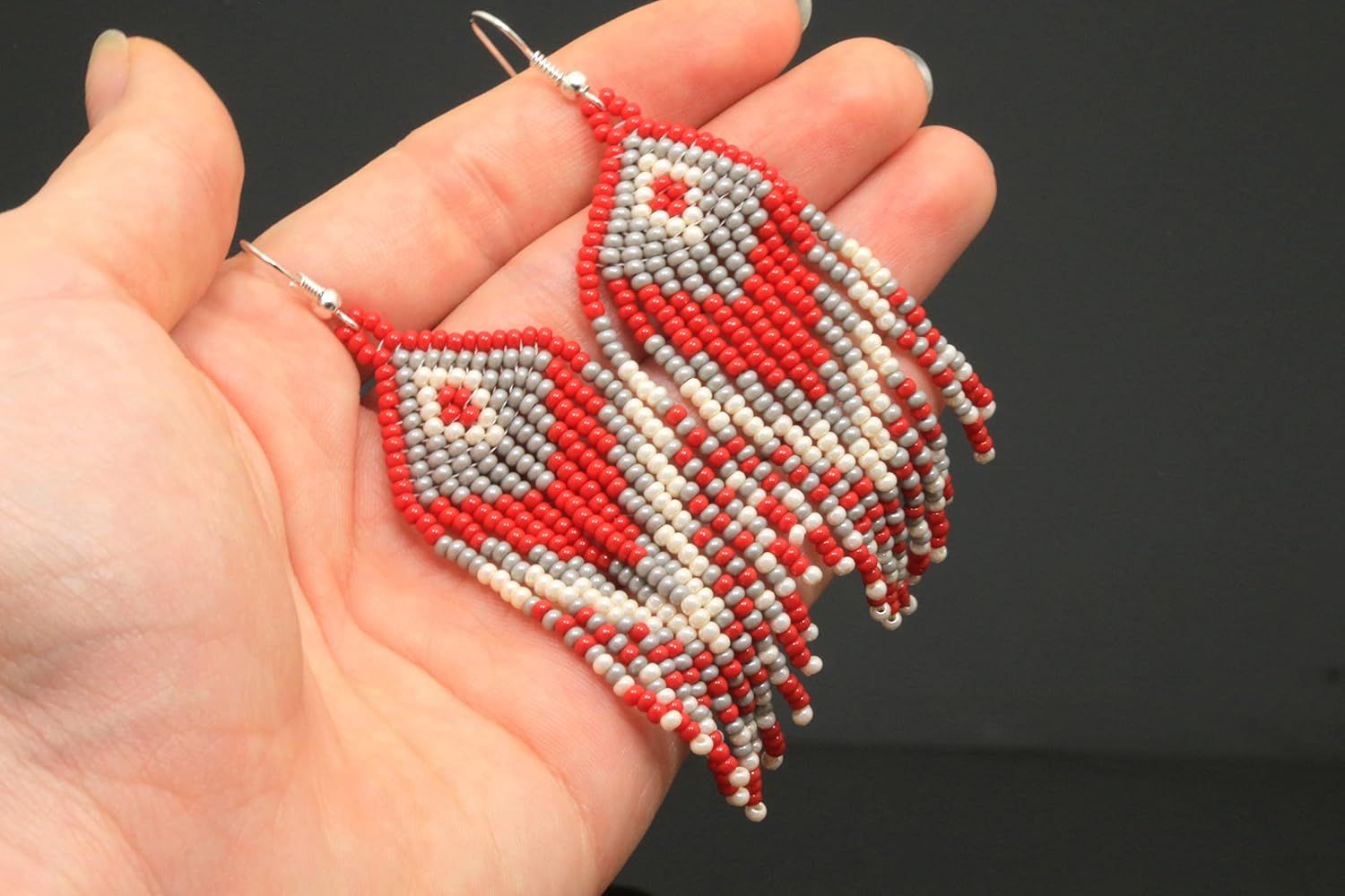 Ukrainian earrings, Pray for Ukraine, Handmade Seed bead earrings, Vyshyvanka style, Ukrainian ornament dangle beadwork jewelry, Gift from Ukraine, Love Ukraine