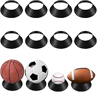 Grevosea 8-Pack Black Ball Display Stands - Stackable Plastic Holders for Basketball, Soccer, Football, Volleyball Memorabilia