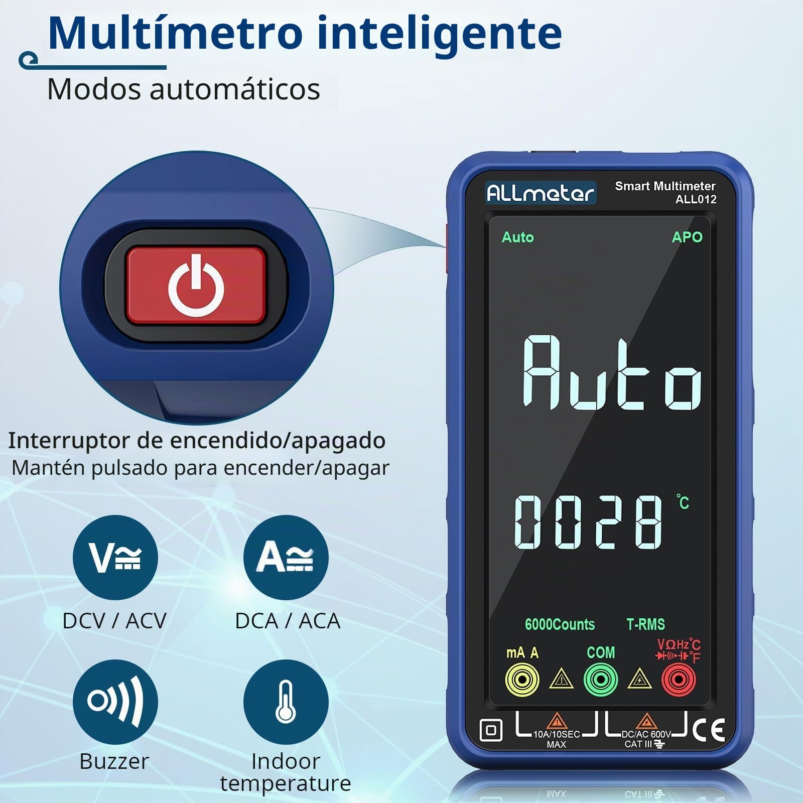 Multímetro Digital Recargable 6000 Cuentas Auto/Manual CA/CC