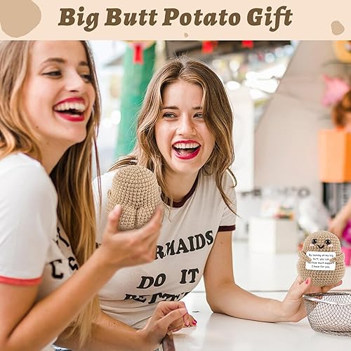 Miniatura 6 de A AIFAMY Papas positivas divertidas de ganchillo positivas con tarjeta de afirmación de positividad para regalos divertidos de broma de aliento