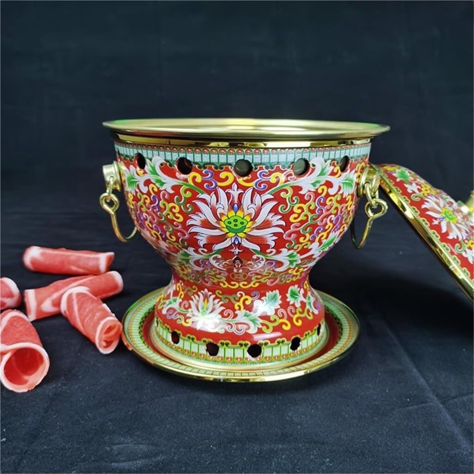 Hot Pot Shabu Naczynie do Gotowania Gorący Garnek Trwała Emalia Pojedynczy Pulpit Alkoholowy Kocioł Do Użytku Domowego Naczynie Otarć Garnek do Gotowania(Rot)