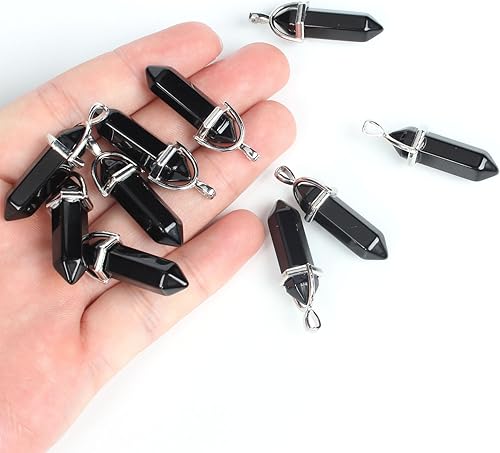 Miniatura 3 de Piedra de cuarzo genuina para el punto de curación Reiki Chakra, joyería al por mayor, latín, Obsidiana, HEALINGPOINT