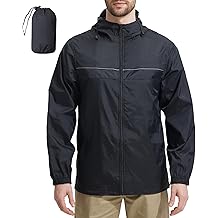 Rain Jacket Men Waterproof Windbreaker Packable Lightweight Hooded Raincoat for Golf Cycling Hiking
